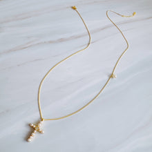 Load image into Gallery viewer, Graceful Radiance Pearl Cross Necklace
