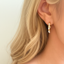 Load image into Gallery viewer, Pearl Accent Hoop Earrings
