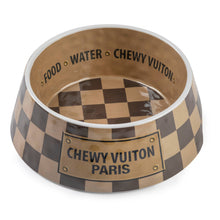 Load image into Gallery viewer, Checker Chewy Vuiton Bowl Dog Bowls: Large
