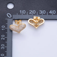 Load image into Gallery viewer, 18K Gold Filled Micro Paved CZ Heart Stud Earrings | AI348
