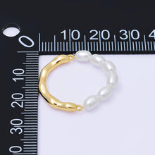 Load image into Gallery viewer, 24K Gold Filled Shell Pearl Molten Linear Half Ring | O2007
