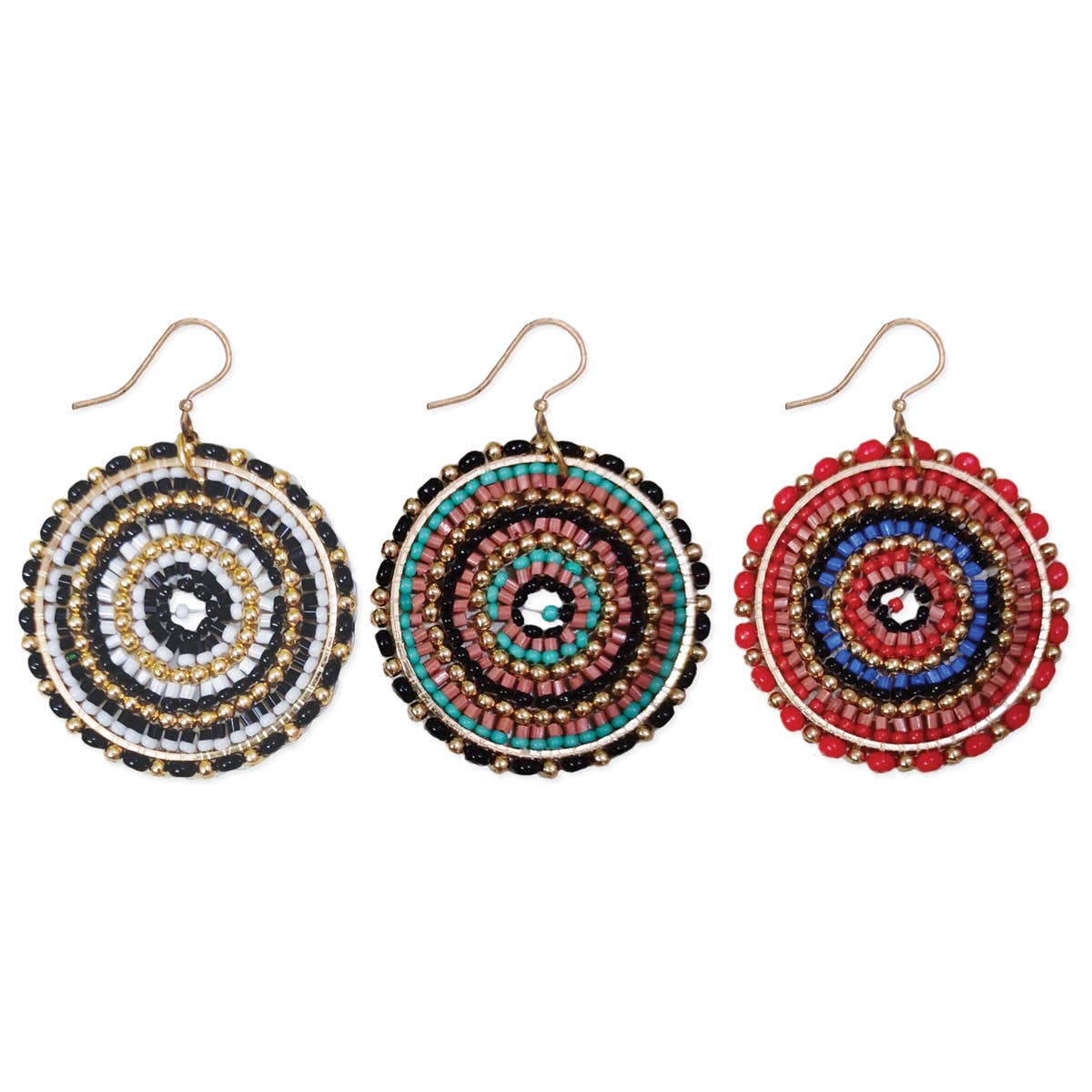 Boho Beaded Round Earrings