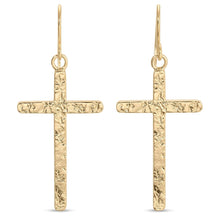 Load image into Gallery viewer, Long Gilded Cross Earrings: Gold
