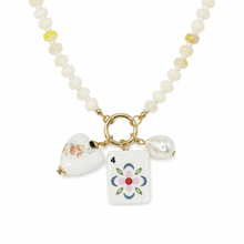 Load image into Gallery viewer, Mahjong Tile Charm Beaded Necklace: Golden Bloom
