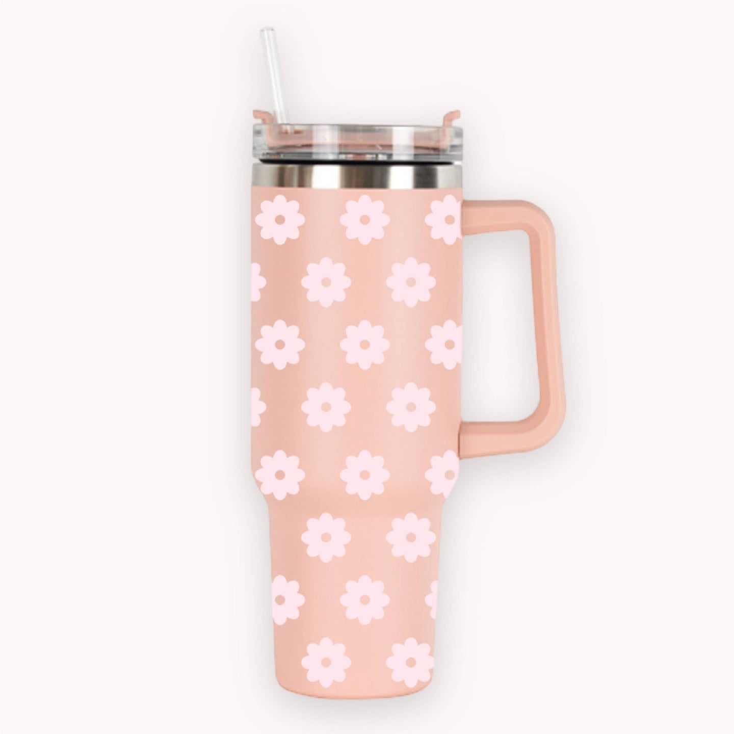 40oz Tumbler with Handle Mauve