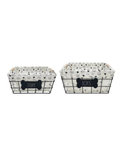 Load image into Gallery viewer, Rae Dunn "Stuff" and "Toys" Set of 2 Fabric-Lined Wire Metal (local pick up only)
