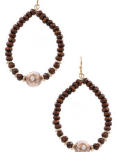 Load image into Gallery viewer, Wood Bead Teardrop Earrings
